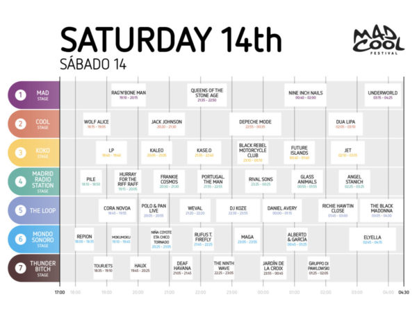 horarios Mad Cool 2018